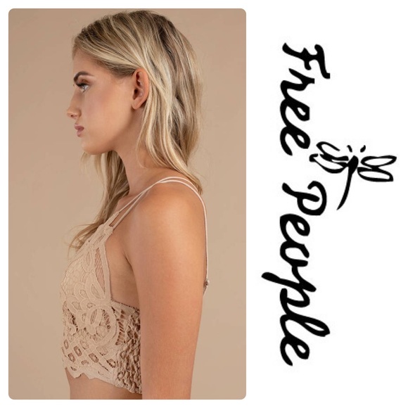 NEW FREE PEOPLE ADELLA NUDE LACE BRALETTE - Picture 5 of 7